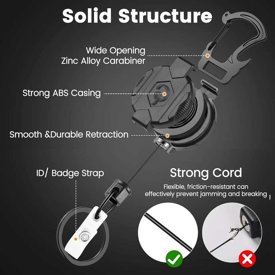 Heavy Duty 2 Pack Badge Holder Retractable Keychain w/ 32'' Steel Cord - Image 4 of 4