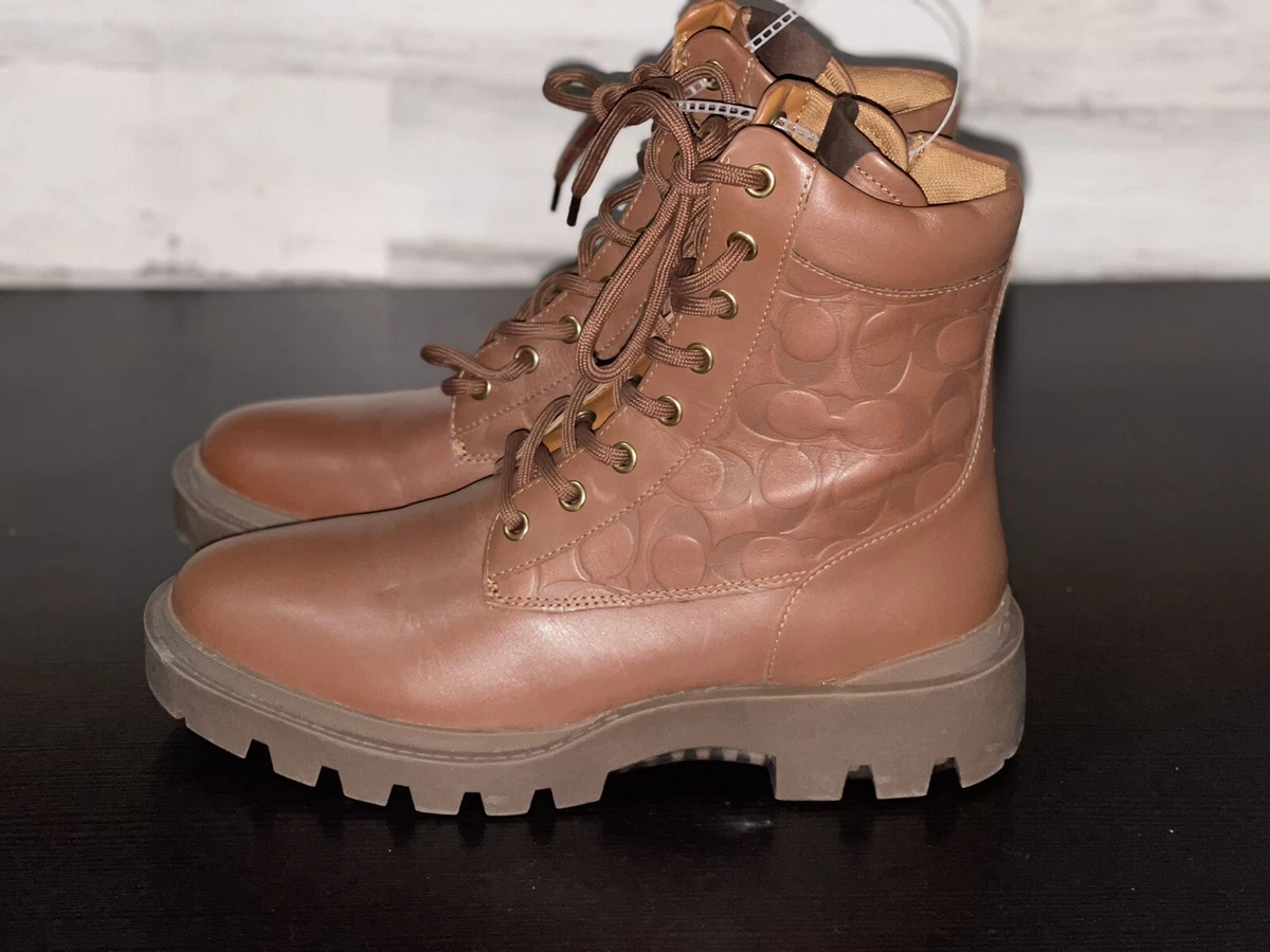 Coach Men\'s City Sole Brown Leather Lace-Up Boots C7077 Zip Size 11.5D Lug Sole Coach Men main image 2