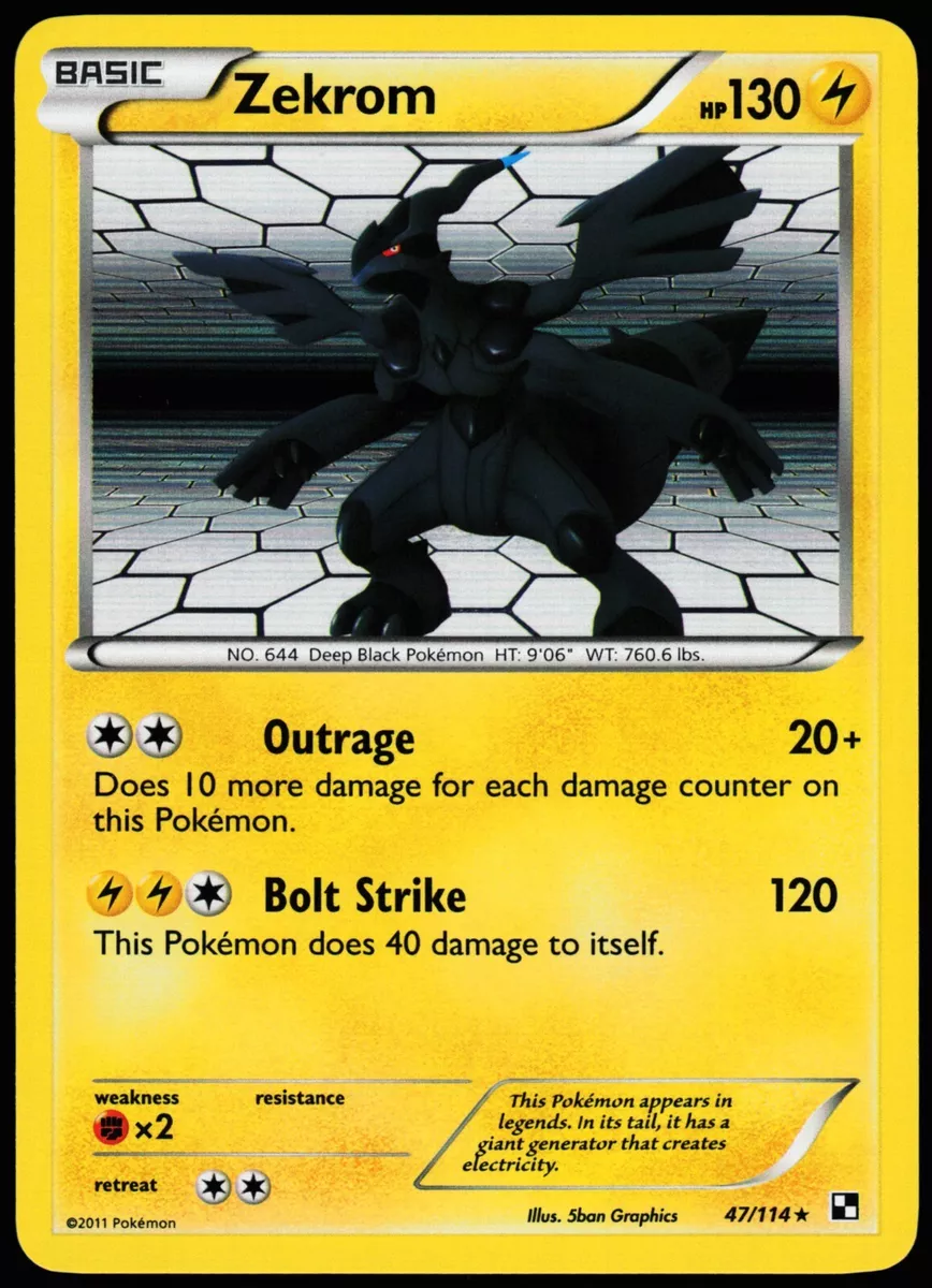 ZEKROM 47/114 BLACK & WHITE Pokemon Card RARE HOLO 130 HP!