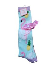 Girls Justice Flamingo Knee High Socks Size M/L Pineapple Moveable Wings
