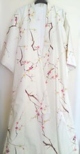 Faux Silk Kimono Maple Leaves Embossed Fabric Design Festival Wear