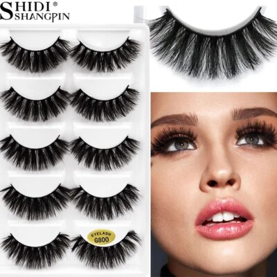 5 Paar Wimpern 3D Mink Lashes Natural Long Eyelashes 1cm-1,5cm Full Strip