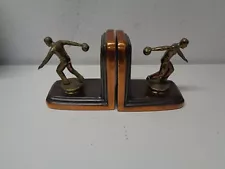 Vintage Copper Santa Anita Bowling Green Club Trophy Bookends Trophy Craft Co