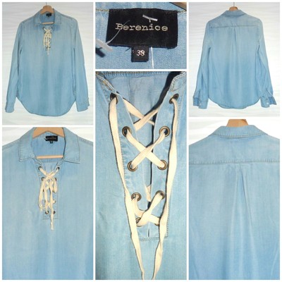 BERENICE DENIM TOP WITH TIE CLOSURE - SIZE 38 - NEW WITHOUT TAGS