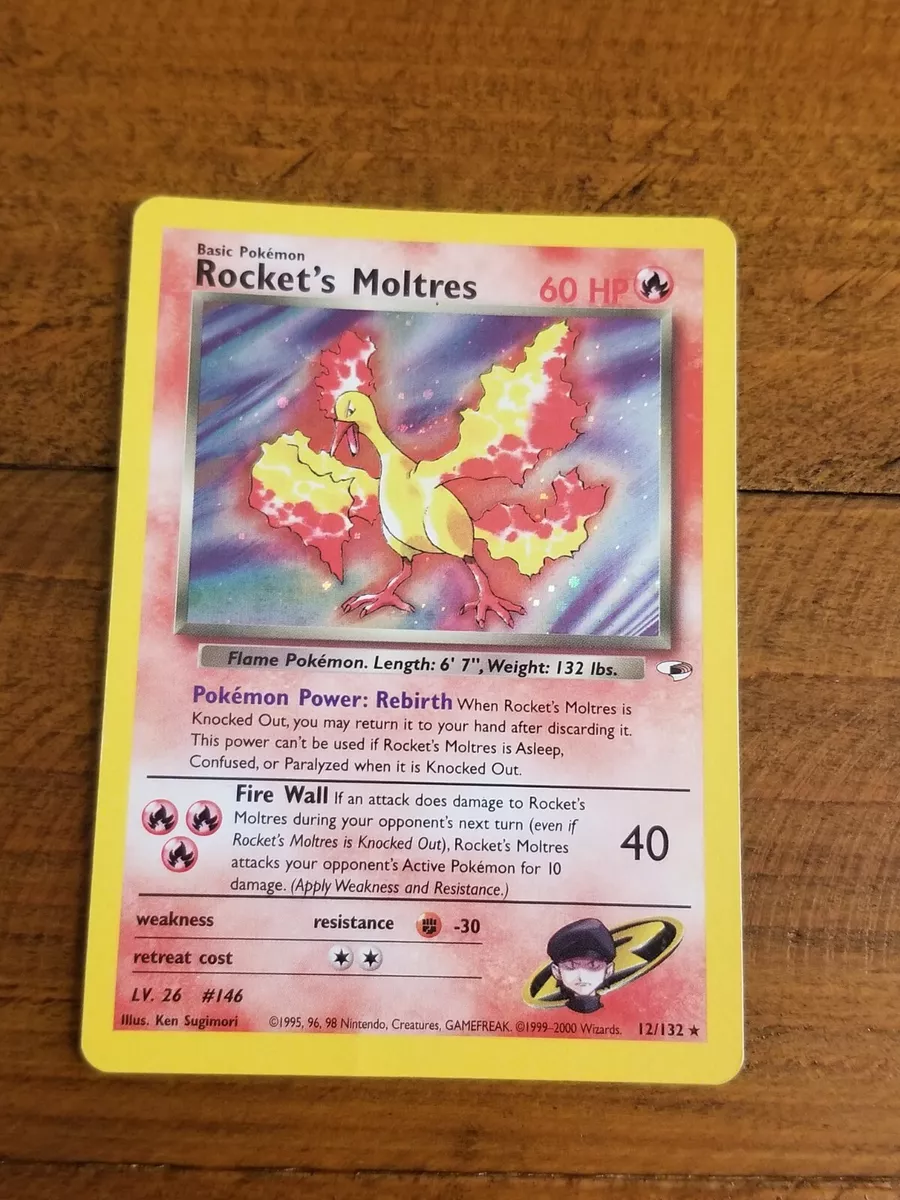 Rocket's Moltres. Pokemon Holofoil Real Card. 