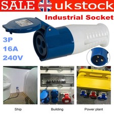 240V 16A 3PIN BLUE SITE INDUSTRIAL PLUGS SOCKETS MALE / FEMALE IP44 WEATHERPROOF