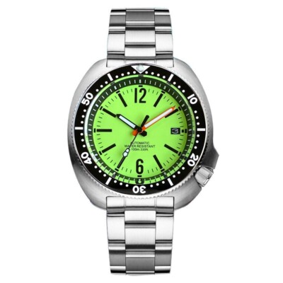 44mm Sapphire Glass 20ATM Green Lume Date Japan NH35A Men Watch Steel Bracelet