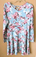 Girl's Flower Print Dress Size 16 Long Sleeve