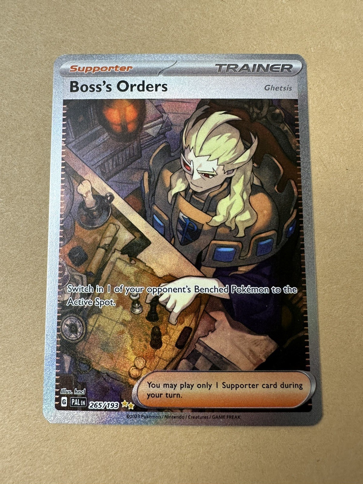 Pokémon : TCG Boss's Orders 265/193 SIR, Paldea Evolved Sv02, NM Condition