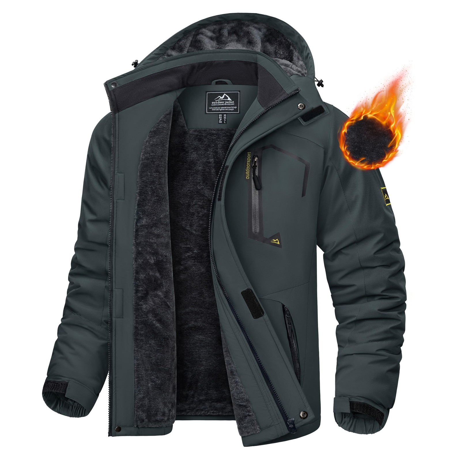 Winter Hiking Jackets Snow Thermal Fleece Work Coats