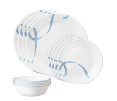Corelle Blue Ribbons 12-Piece Glass Dinnerware Set (Service for 4)