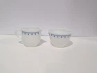 Vintage Pyrex Corning Blue Snowflake Garland Creamer And Sugar Bowl Set