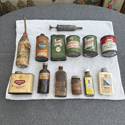 Vintage Garagenöle Fette Terpentin methylierter Spiritus Castrolease Esso Shell