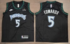 YOUTH Anthony Edwards #5 Minnesota Timberwolves Stitched Black Hardwood Jersey