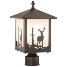 VAXCEL OP33585BBZ Bryce 1L Bronze Rustic Outdoor Deer Tree Post Light White