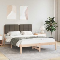 Bettgestell Mit Gepolstertem Kopfteil Taupe 140 X 200 Cm
