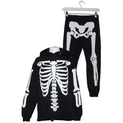 H&M, ensemble, taille : 134/140, coton/polyester, noir/blanc, imprimé #uLN - Photo 1/4