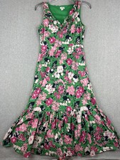 J.Crew Dress Womens 00 Green Floral Ruffle V Neck Fit Flare Midi Sundress