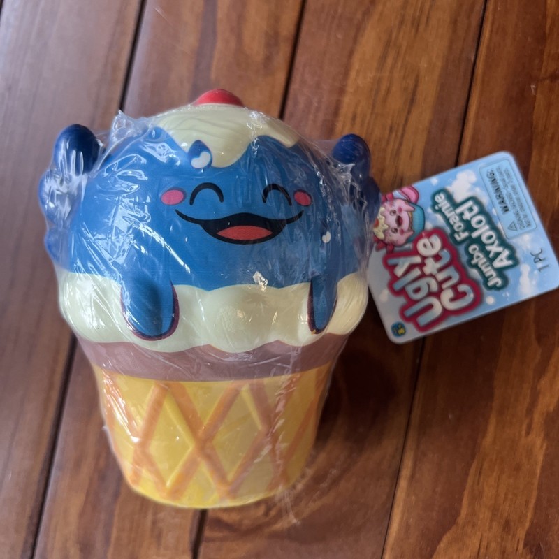 Jumbo Foamie Axolotl In An Ice Cream Cone Squishable Toys Ugly Cute Sensory