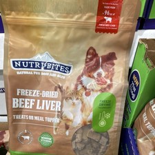NutriBites Freeze-Dried Beef Liver Treats or Meal Topper for Dogs and Cats 27oz
