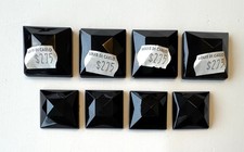 8 Vintage Louis Di Carlo Black Glass Square Bevels For Stained Glass 1  1 1/10"