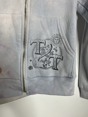 Women Hoodie XS Zip Greek Statue Back Graphic Full Zip Cotton-Poly Gray *Stains* - Picture 6 of 19