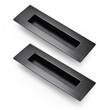 2 PCS 6 Inch Black Flush Sliding Closet Door Pulls Recessed Finger Pull