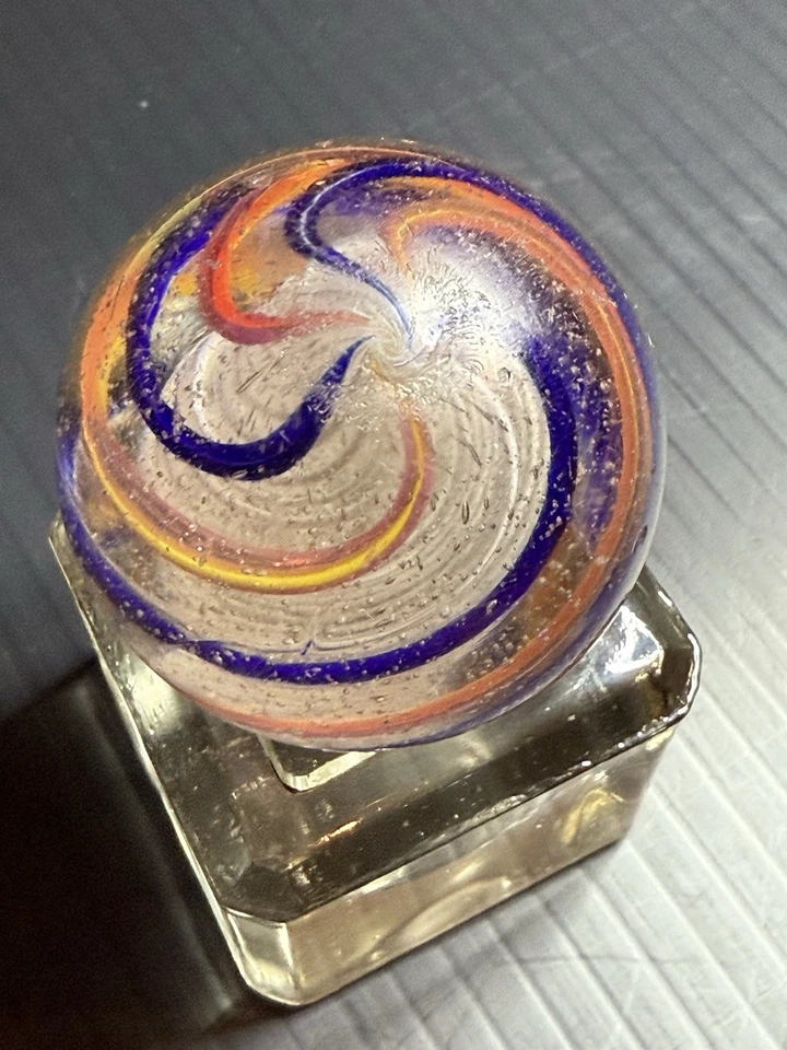 BANDAS LATTICINIO VINTAGE GRANDES DE MÁRMOL ALEMÁN, AMARILLO, AZUL, NARANJA 1 3/4 Foto 2 de 4