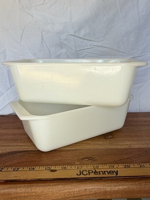 Lot 2x Vintage PYREX Milky White Glass Bread Loaf Pans 215-B Made USA 2# 9X5X3