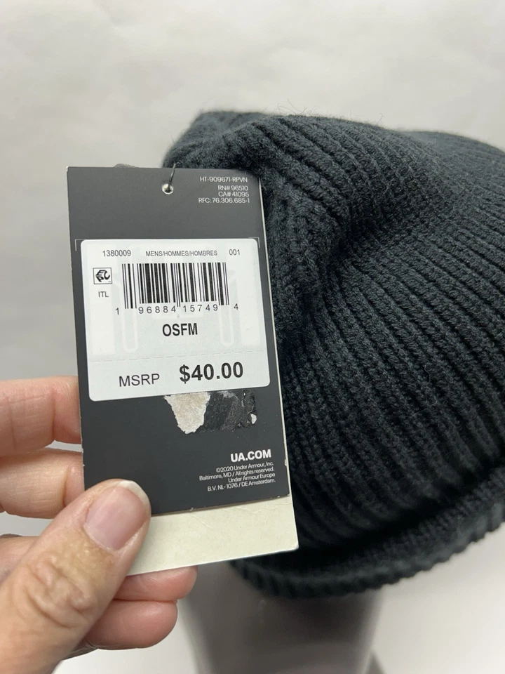 Under Armour Men's OSFM Project Rock Black Beanie (SHR) - Image 3 of 4