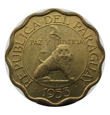 Nr 4000 x2 Paraguay 10 Centimos 1953, KM# 25 geraltttt83