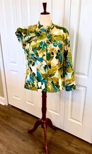Women's Chico's Size 3 XL-16 Jacket Tropical Floral Button Up Stretch Cotton
