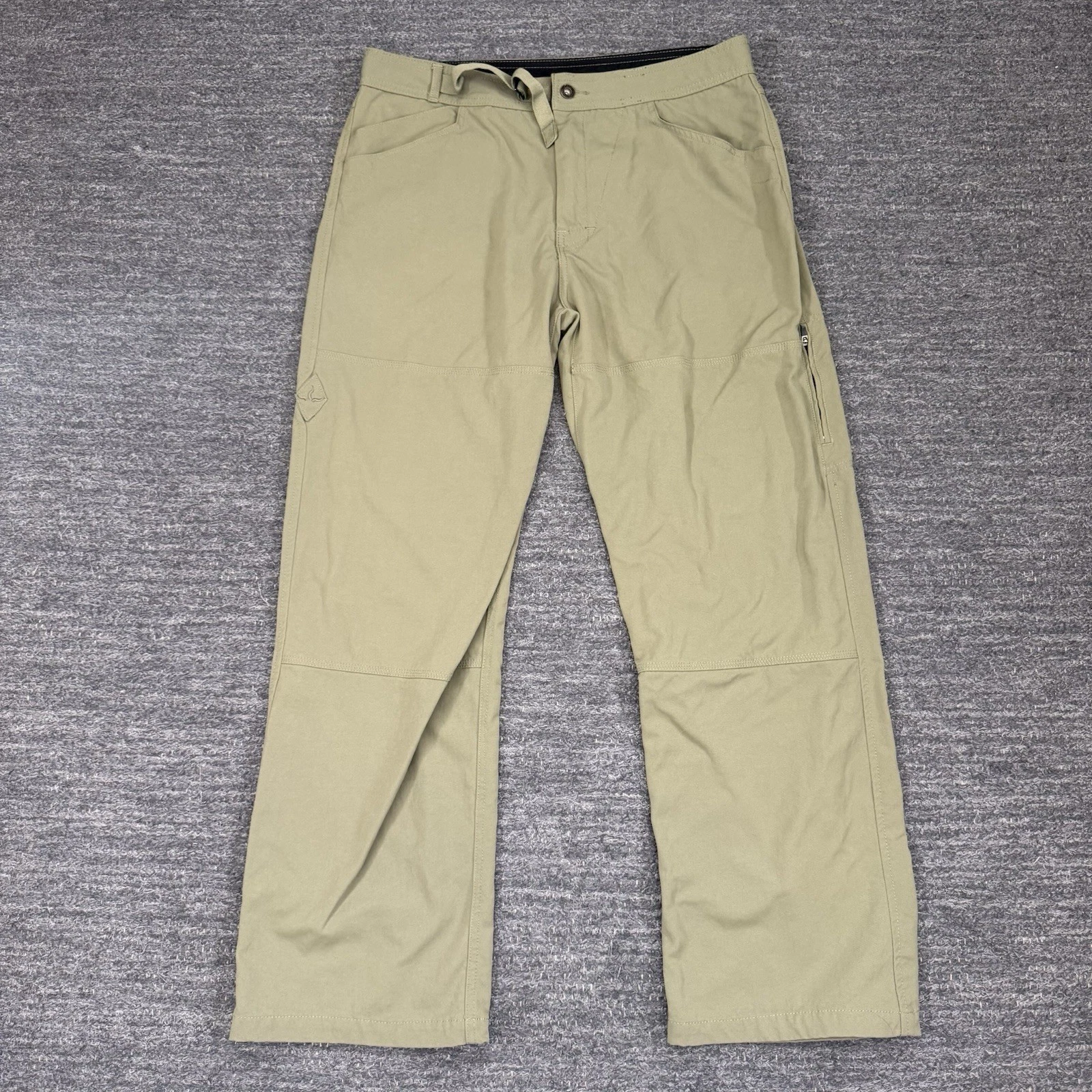 Prana Pants Mens XL Green Relaxed Straight Zip Cargo Pocket Wide Leg Hike Y2K