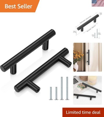 Sleek 10 Pack Flat Black Cabinet Handles - 3 Inch Hole Centers for Modern Homes