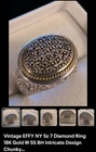 Vintage EFFY NY Sz 7 Diamond Ring 18K Gold W SS BH Intricate Design Chunky...