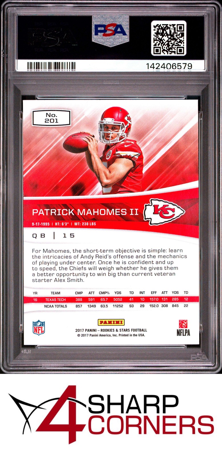 2017 PANINI ROOKIES & STARS #201 PATRICK MAHOMES II RC CHIEFS PSA 10 view 2