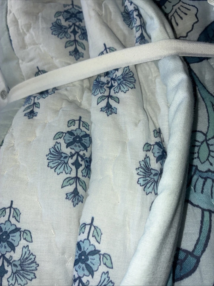 JUEGO DE EDREDÓN KING ALGODÓN ESTAMPADO REVERSIBLE AQUA AZUL FLORAL FUNDAS VACACIONES Foto 2 de 3