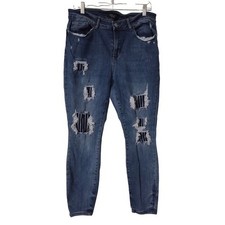 Judy Blue Los Angeles Women's Skinny Fit Distressed Blue Jeans Size 16W
