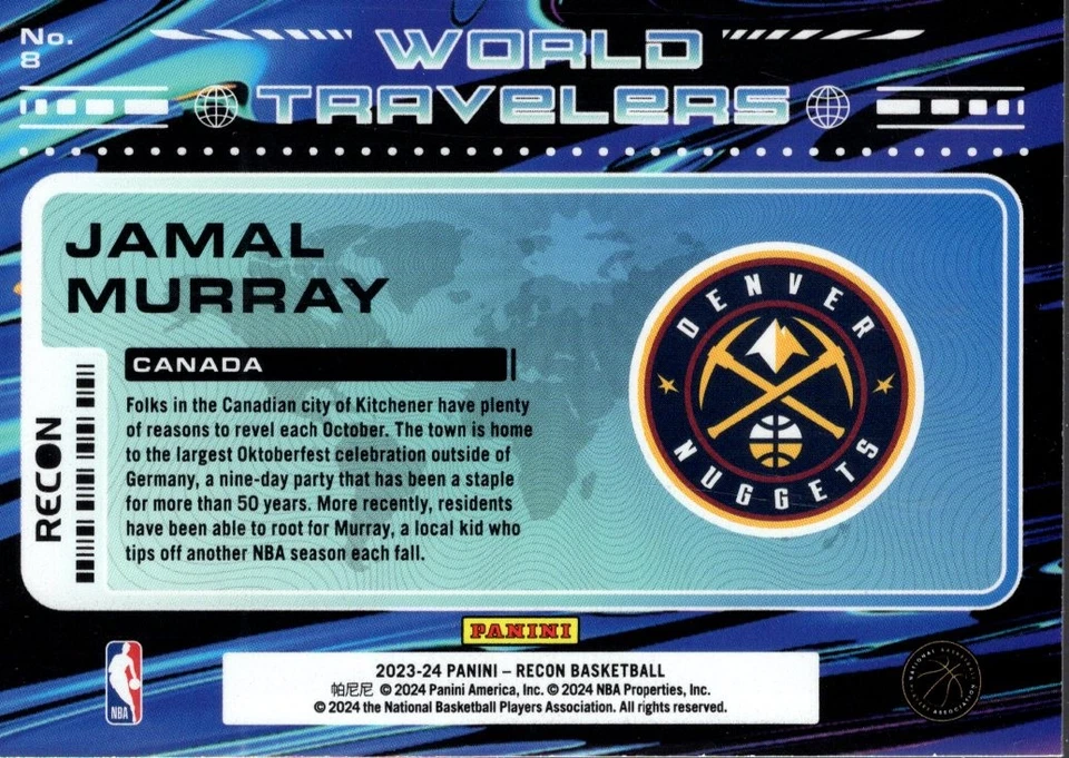 2023-24 Panini Recon World Travelers #8 Jamal Murray - BSK - Image 2 of 2