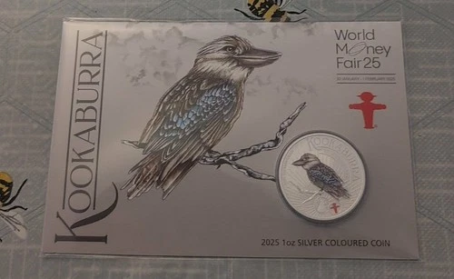 2025 Australia Kookaburra Berlin 1 oz Silver Colorized WMF World Money Fair NEW