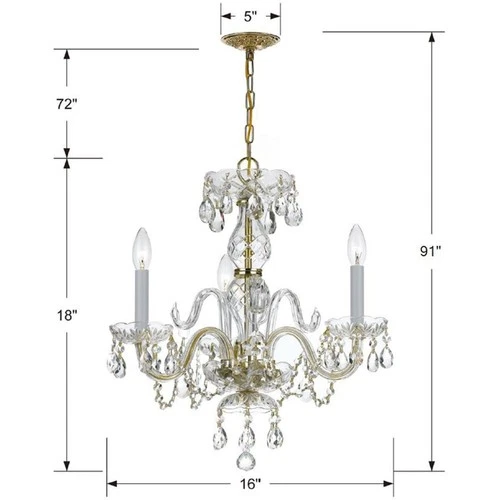 Crystorama 5044-PB-CL-MWP Traditional Crystal Mini Chandelier Polished Brass - Picture 5 of 5