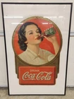 Vintage 1939 Canadian Coca-cola Framed Cardboard Cutout Advertising Sign