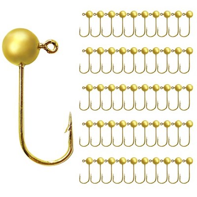 Eupheng 50pcs Fly Tying Jigs Kit Jig Heads for Fishing, 1/16oz, Gold