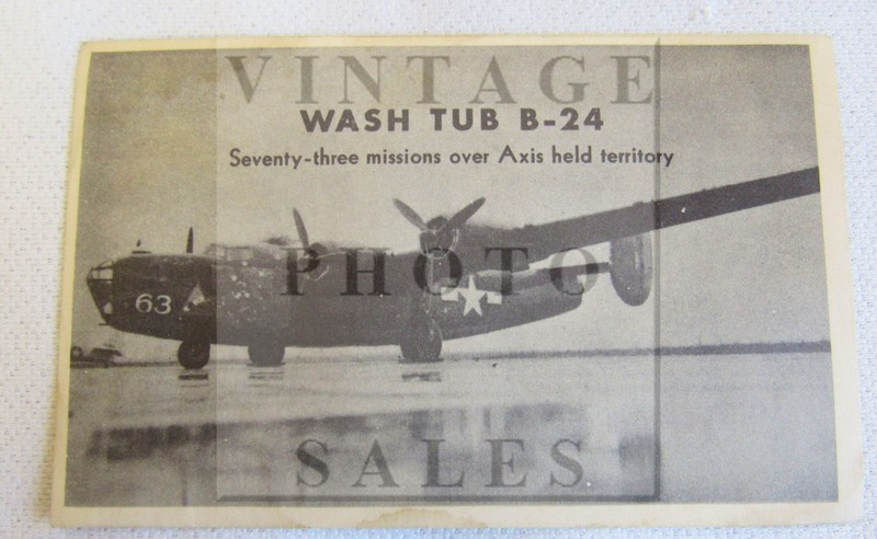 US Army Air Corp B 24 Wash Tub Bomber Airplane Aircraft Lithograph Postcard