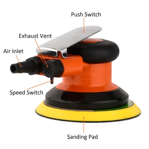 ZHONGAN 6" Pneumatic Air Random Orbital Sander for Wood Working, Heavy Duty P... - Picture 3 of 6