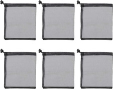 6Pcs Black Small Mesh Drawstring Bags Nylon Storage Pouches Portable Mini Net