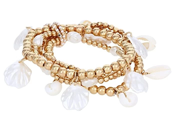 Lilly Pulitzer W1212 Womens Beaded Gold/White So Shellegant Bracelet Set - Image 3 of 4