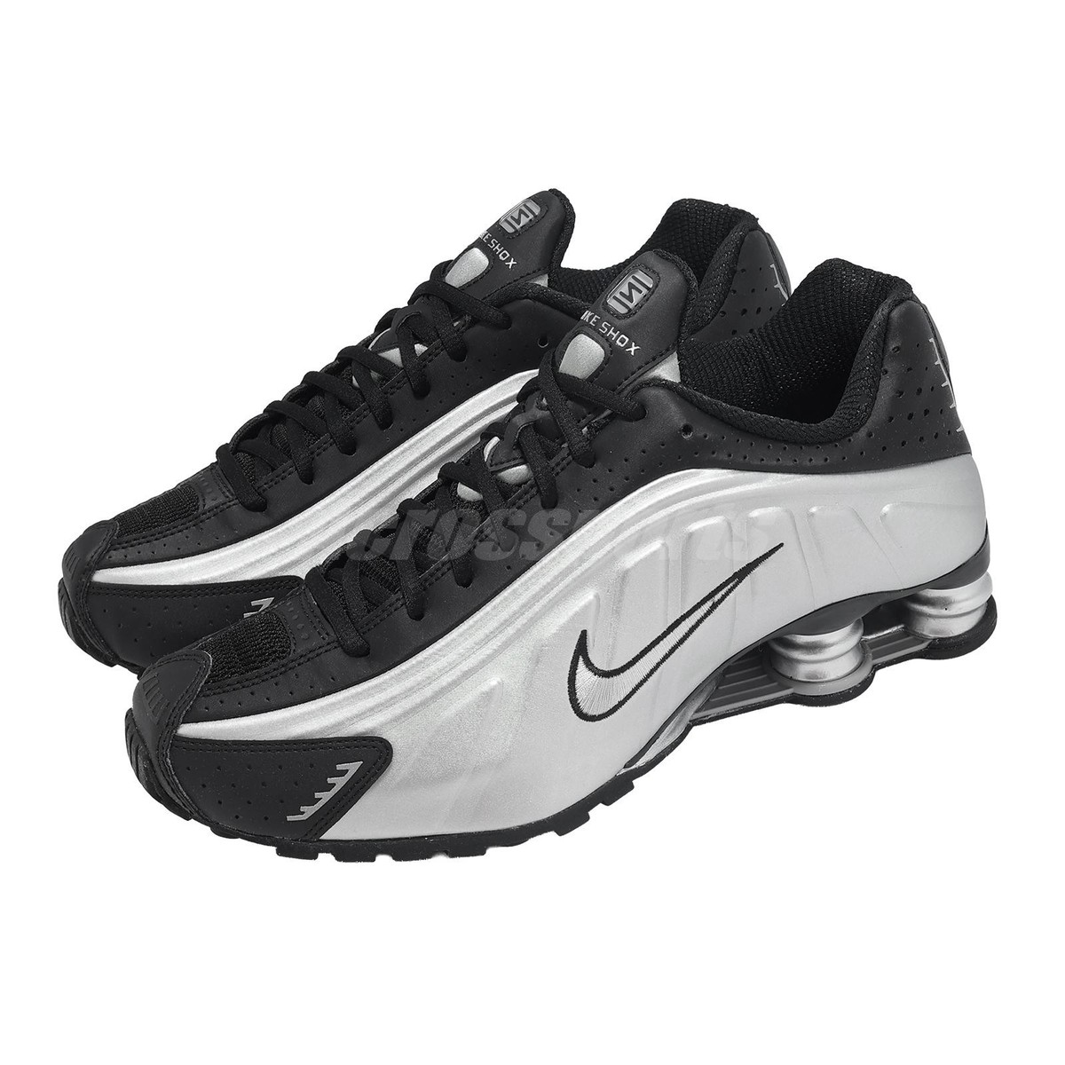 Nike Shox R4 Metallic Silver Black Men Casual Lifestyle Shoes