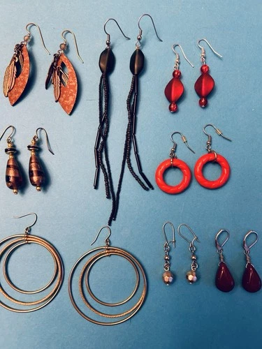 Lot of Vintage Modern Costume Jewelry Hoop Dangle Earrings Fashion