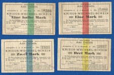 10 173 Notgeld Amt Datteln &frac12;+1+2+3 Mark (Kpl.), 13.8.1914-1.4.1915